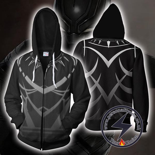 Black Panther Costume Gray Zip Up Hoodie Jacket